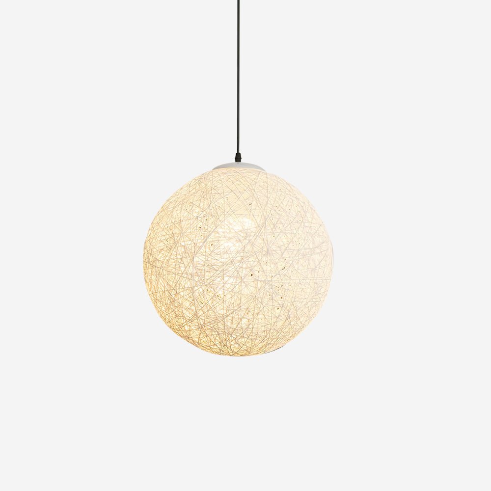 Modern Woven Hemp Rattan Sphere Pendant Light Organic Nest Style Ceiling Fixture