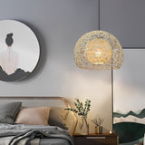 Modern Woven Rattan Globe Pendant Light Double Layer Round Ball Chandelier