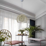 Modern Woven Rattan Globe Pendant Light Double Layer Round Ball Chandelier