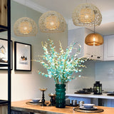 Modern Woven Rattan Globe Pendant Light Double Layer Round Ball Chandelier
