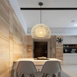 Modern Woven Rattan Globe Pendant Light Double Layer Round Ball Chandelier