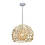 Modern Woven Rattan Globe Pendant Light Double Layer Round Ball Chandelier