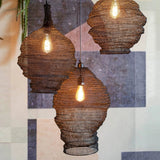 Modern Woven Steel Mesh Pendant Lamp Rustic Industrial Hanging Light for Living Room Kitchen