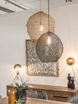 Modern Woven Steel Mesh Pendant Lamp Rustic Industrial Hanging Light for Living Room Kitchen