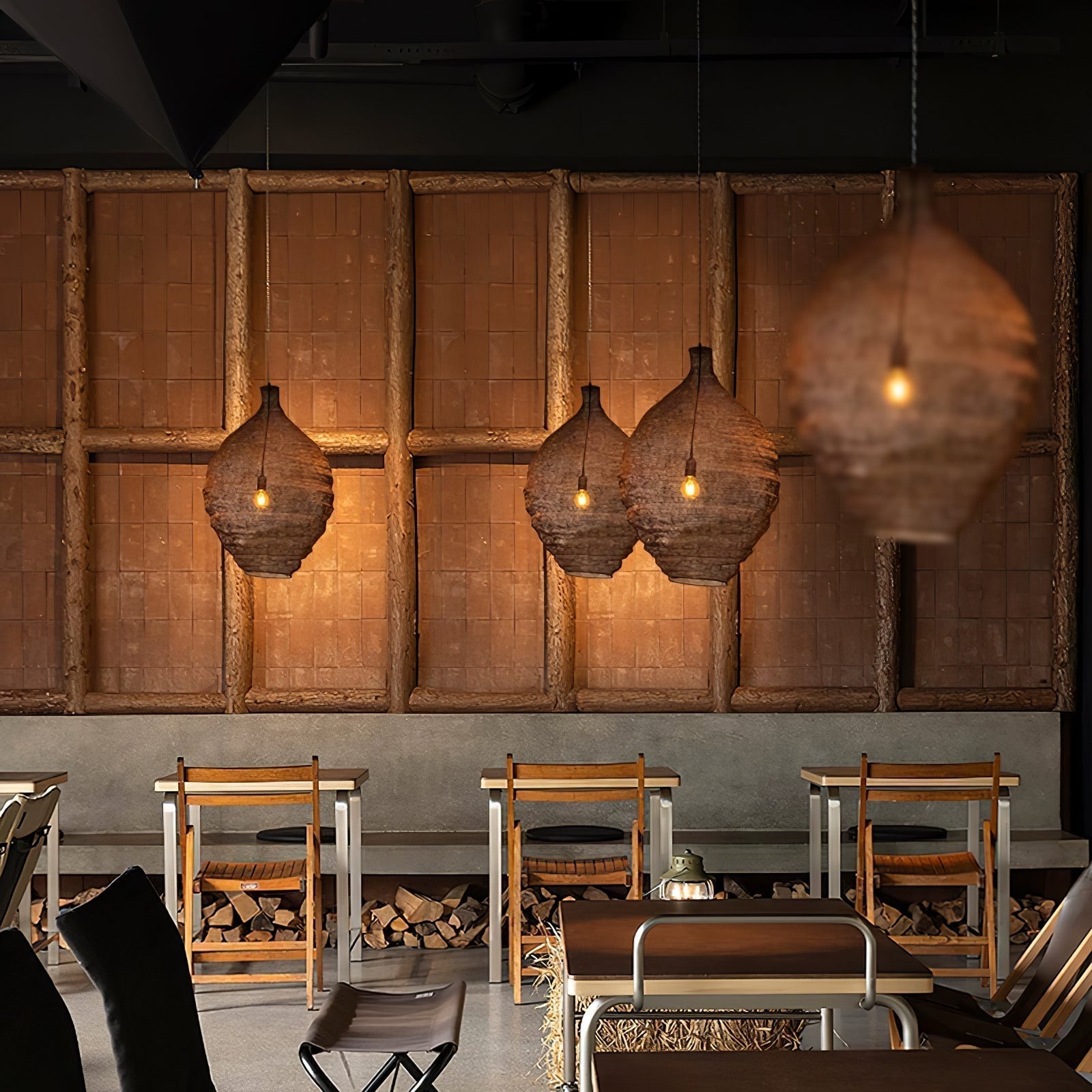 Modern Woven Steel Mesh Pendant Lamp Rustic Industrial Hanging Light for Living Room Kitchen
