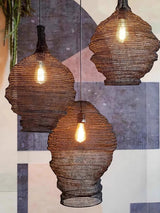Modern Woven Steel Mesh Pendant Lamp Rustic Industrial Hanging Light for Living Room Kitchen