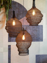 Modern Woven Steel Mesh Pendant Lamp Rustic Industrial Hanging Light for Living Room Kitchen