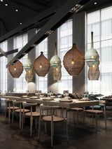 Modern Woven Steel Mesh Pendant Lamp Rustic Industrial Hanging Light for Living Room Kitchen