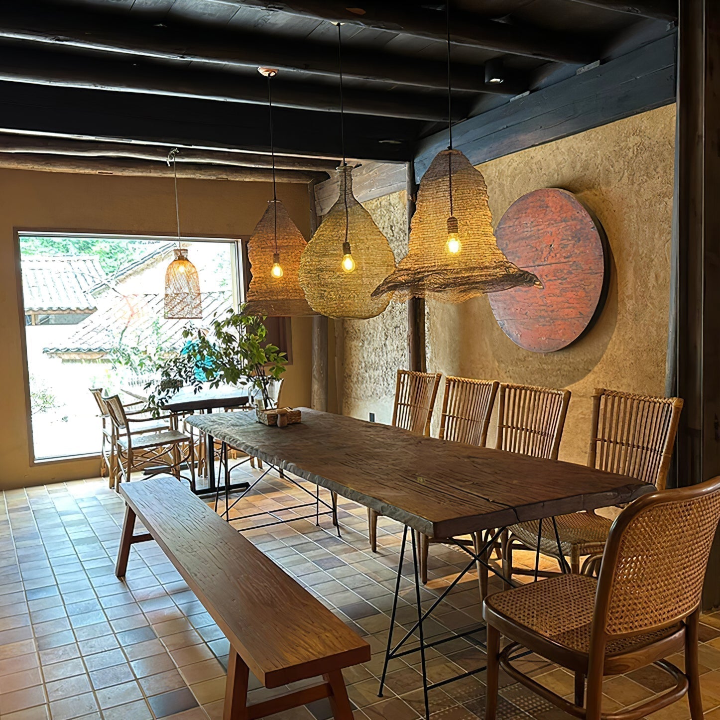 Modern Woven Steel Mesh Pendant Lamp Rustic Industrial Hanging Light for Living Room Kitchen
