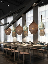 Modern Woven Steel Mesh Pendant Lamp Rustic Industrial Hanging Light for Living Room Kitchen