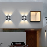 Modern X Shape LED Outdoor Wall Sconce IP65 Waterproof Black Aluminum Exterior Light Fixture