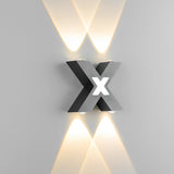 Modern X Shape LED Outdoor Wall Sconce IP65 Waterproof Black Aluminum Exterior Light Fixture