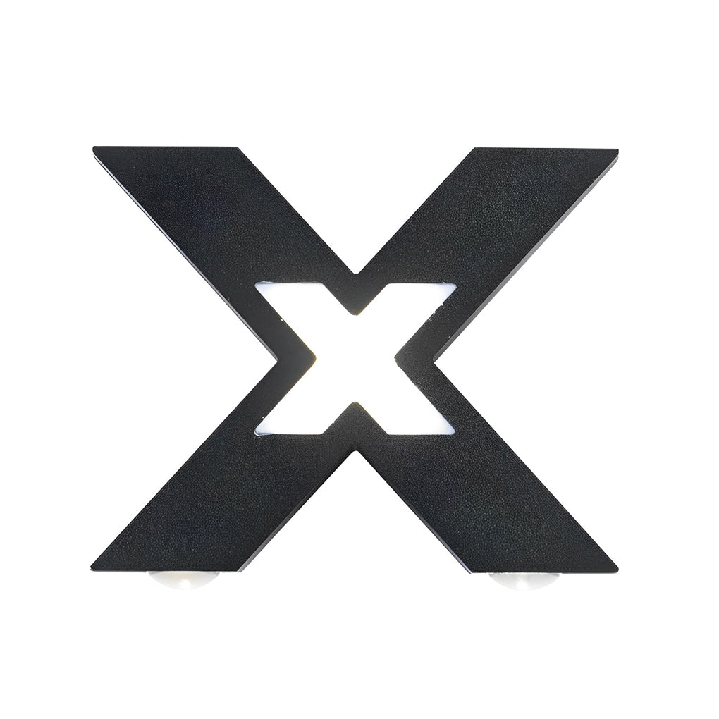 Modern X Shape LED Outdoor Wall Sconce IP65 Waterproof Black Aluminum Exterior Light Fixture