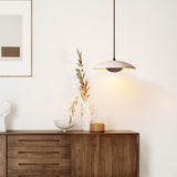 Modern Yellow Travertine and Solid Wood LED Pendant Lamp Natural Stone Hanging Ceiling Light