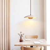Modern Yellow Travertine and Solid Wood LED Pendant Lamp Natural Stone Hanging Ceiling Light