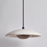Modern Yellow Travertine and Solid Wood LED Pendant Lamp Natural Stone Hanging Ceiling Light