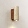 Modern Yellow Travertine LED Wall Sconce with Walnut Wood Bracket Lighting
