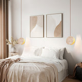Modern Yellow Travertine Stone Disc Pendant Light Minimalist Circular Hanging Lamp
