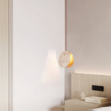 Modern Yellow Travertine Stone Disc Pendant Light Minimalist Circular Hanging Lamp