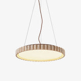 Modern Yellow Travertine Stone LED Pendant Light Grove Circle Ceiling Hanging Lamp for Kitchen
