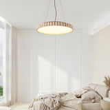 Modern Yellow Travertine Stone LED Pendant Light Grove Circle Ceiling Hanging Lamp for Kitchen