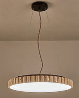 Modern Yellow Travertine Stone LED Pendant Light Grove Circle Ceiling Hanging Lamp for Kitchen