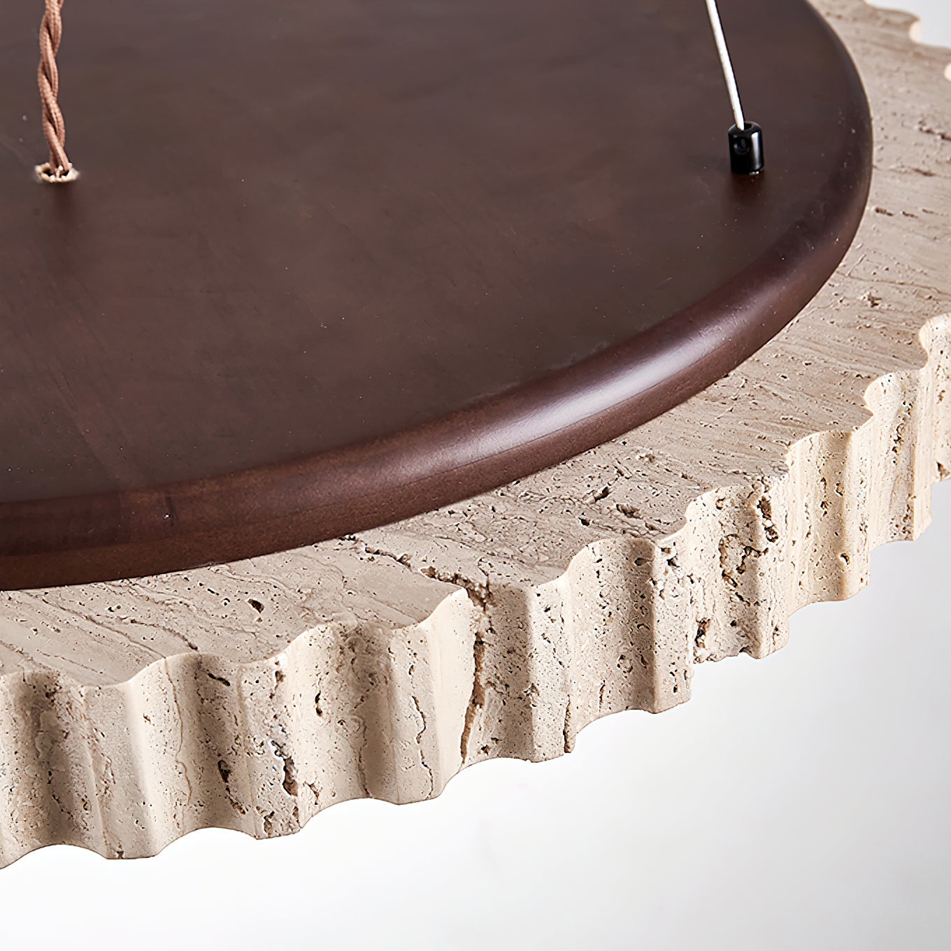 Modern Yellow Travertine Stone LED Pendant Light Grove Circle Ceiling Hanging Lamp for Kitchen