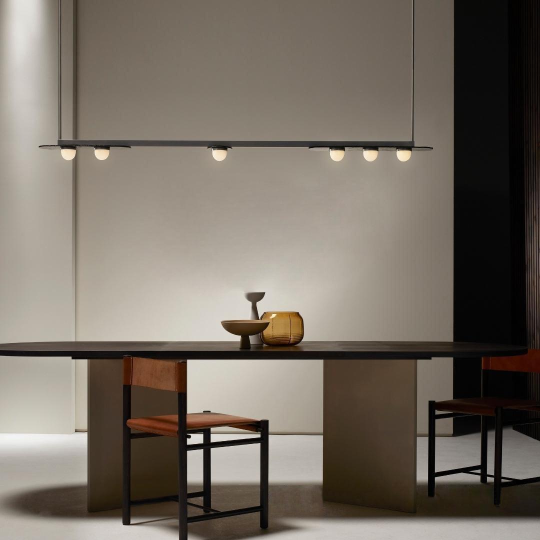 Modulo Modern Linear LED Chandelier Horizontal Geometric Pendant Light Gold Finish
