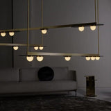 Modulo Modern Linear LED Chandelier Horizontal Geometric Pendant Light Gold Finish