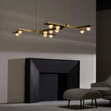Modulo Modern Linear LED Chandelier Horizontal Geometric Pendant Light Gold Finish