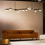 Modulo Modern Linear LED Chandelier Horizontal Geometric Pendant Light Gold Finish