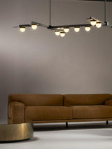 Modulo Modern Linear LED Chandelier Horizontal Geometric Pendant Light Gold Finish