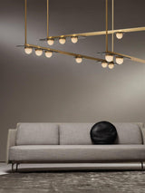 Modulo Modern Linear LED Chandelier Horizontal Geometric Pendant Light Gold Finish