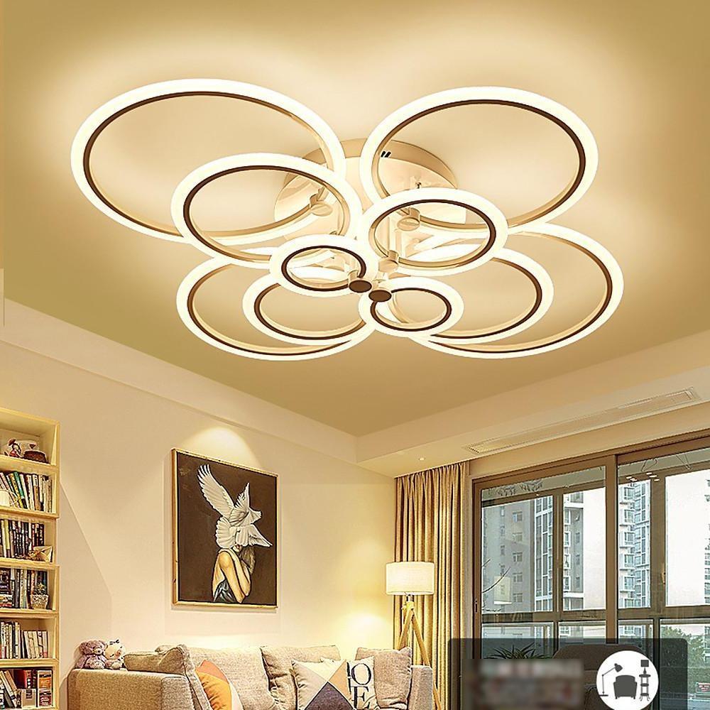 Modern Geometric Circles LED Cluster Ceiling Light Flush Mount Fixture for Bedroom and Living Room