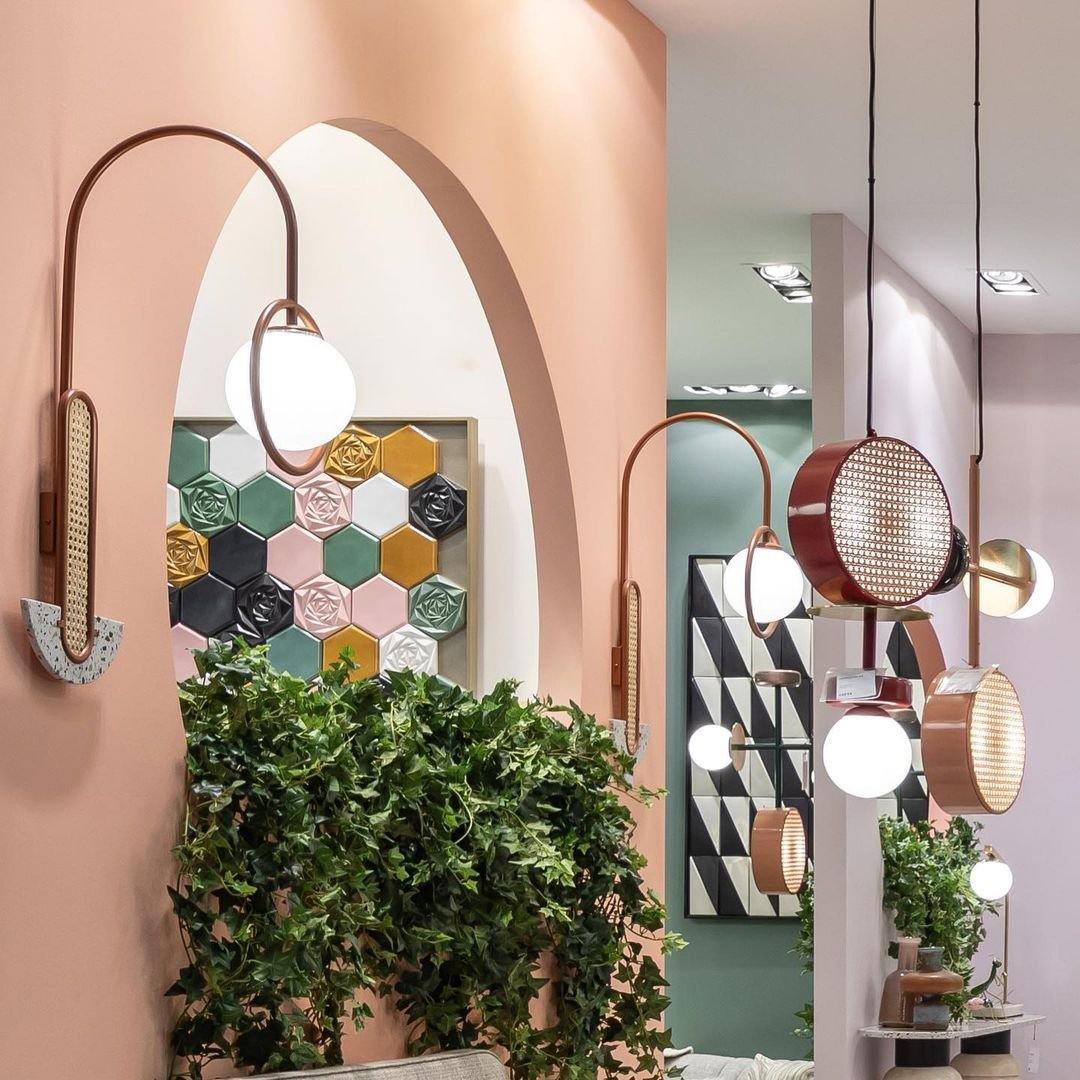 Monaco Modern Abstract Sculptural Pendant Light with Rattan and Glass Spheres