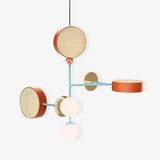 Monaco Modern Abstract Sculptural Pendant Light with Rattan and Glass Spheres