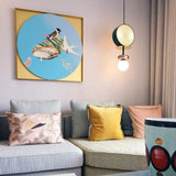 Monaco Modern Abstract Sculptural Pendant Light with Rattan and Glass Spheres