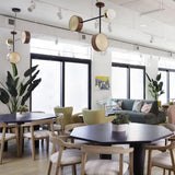 Monaco Modern Abstract Sculptural Pendant Light with Rattan and Glass Spheres