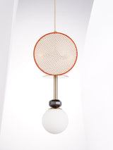 Monaco Modern Abstract Sculptural Pendant Light with Rattan and Glass Spheres