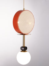 Monaco Modern Abstract Sculptural Pendant Light with Rattan and Glass Spheres
