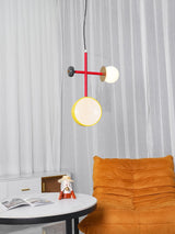 Monaco Modern Abstract Sculptural Pendant Light with Rattan and Glass Spheres
