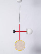Monaco Modern Abstract Sculptural Pendant Light with Rattan and Glass Spheres