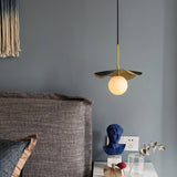 Montera Alabaster Pendant Light with Undulating Biomorphic Shade and Brass Accents
