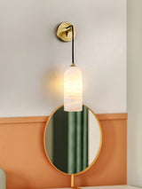 Monty Modern Alabaster Stone Wall Sconce Brass Indoor Light for Foyer and Kitchen