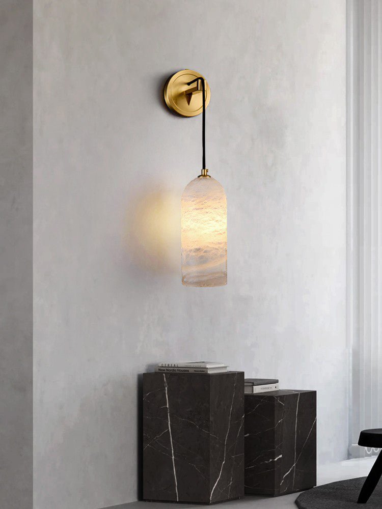 Monty Modern Alabaster Stone Wall Sconce Brass Indoor Light for Foyer and Kitchen