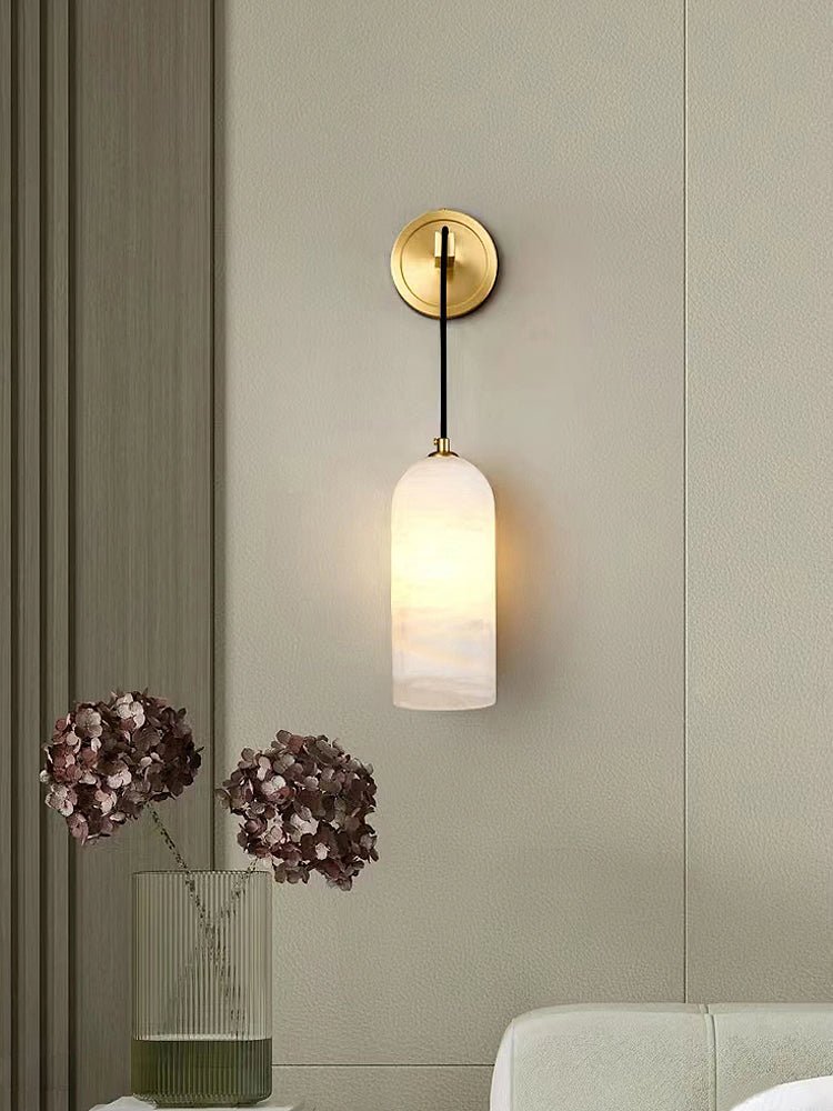 Monty Modern Alabaster Stone Wall Sconce Brass Indoor Light for Foyer and Kitchen