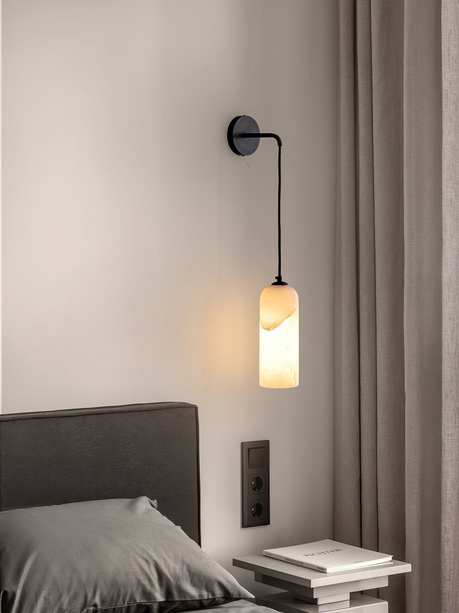 Monty Modern Alabaster Stone Wall Sconce Brass Indoor Light for Foyer and Kitchen