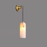 Monty Modern Alabaster Stone Wall Sconce Brass Indoor Light for Foyer and Kitchen