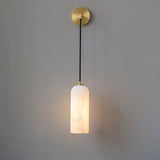 Monty Modern Alabaster Stone Wall Sconce Brass Indoor Light for Foyer and Kitchen