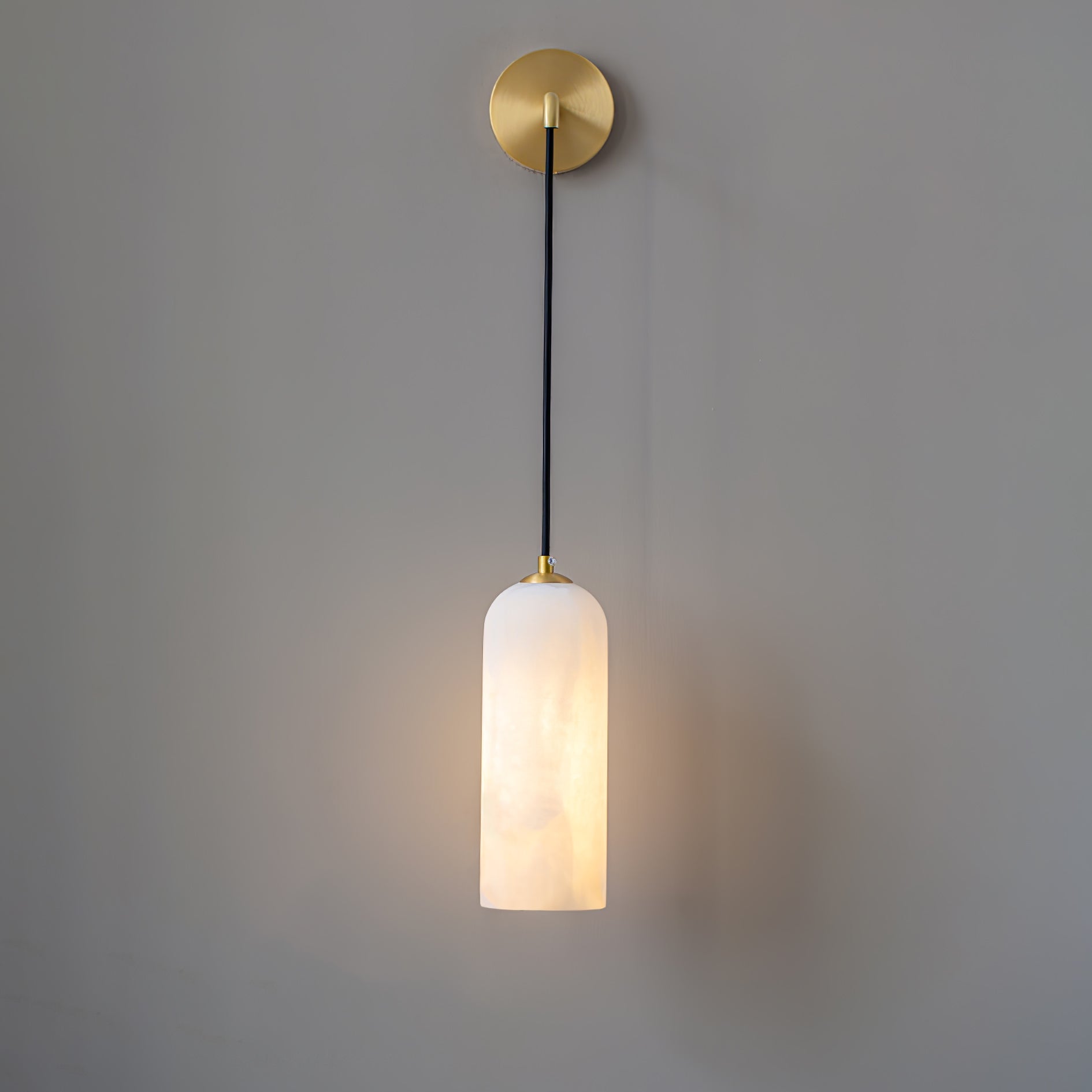 Monty Modern Alabaster Stone Wall Sconce Brass Indoor Light for Foyer and Kitchen